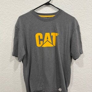 Caterpillar Gray and Yellow Short Sleeve Tees